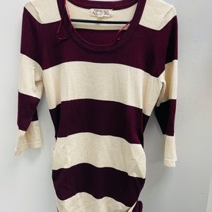 Cream & Maroon Stripped Sweater